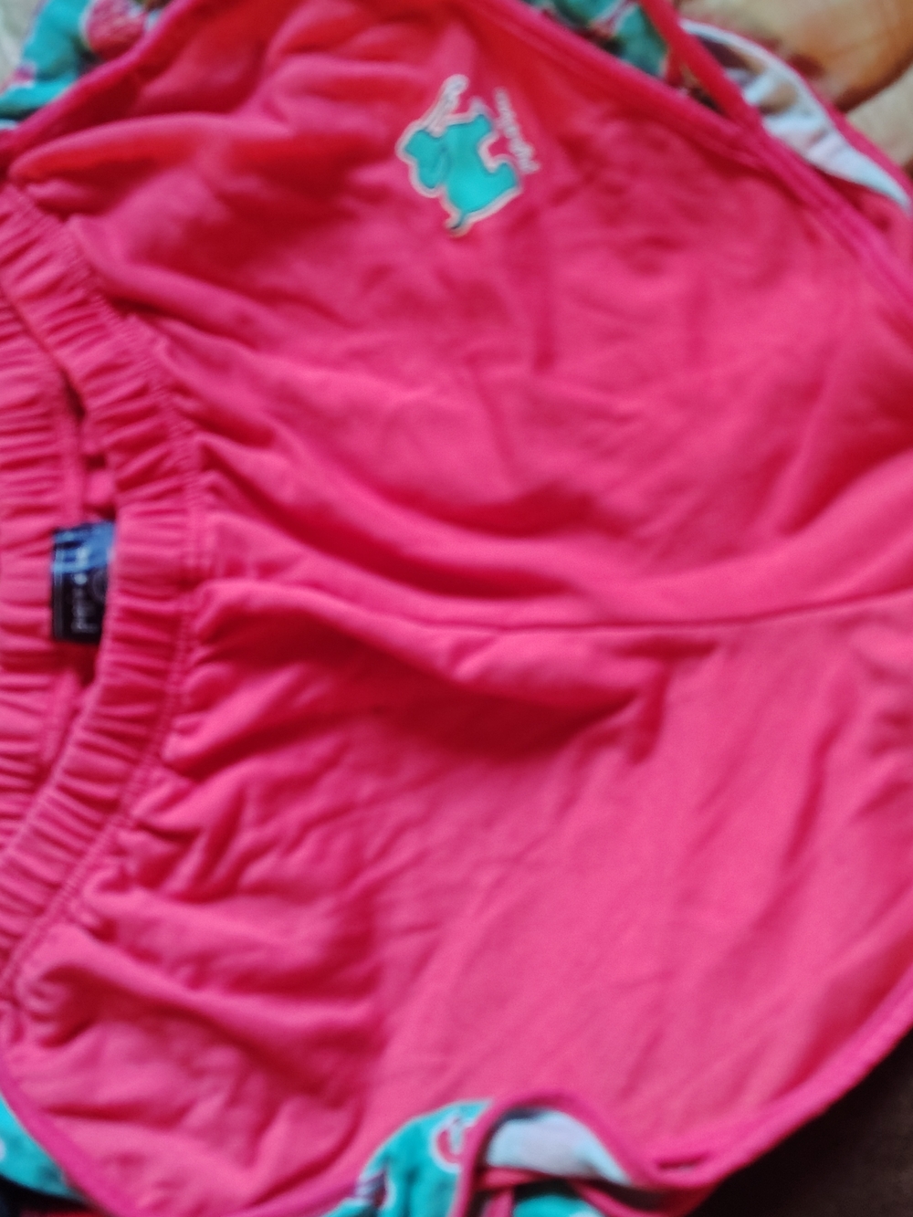 Puppy Love Athletic Shorts with Teal Elephant Accent